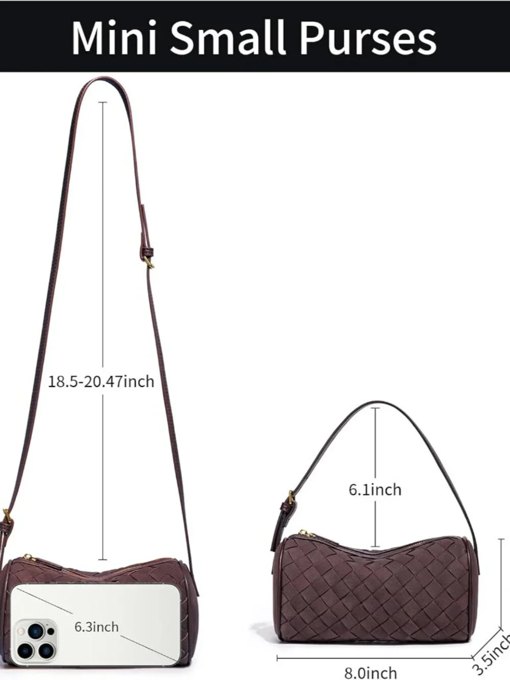 Mini Small Crossbody purses for women, Hobo Bags for Women, Suede Woven Shoulder - Picture 4 of 6